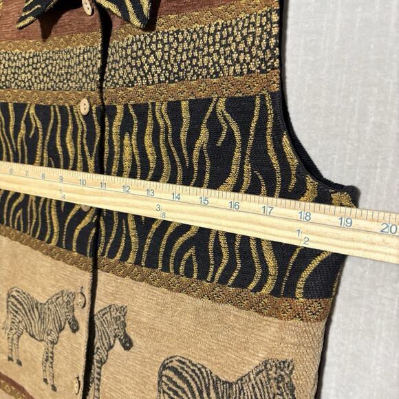 Vintage Dressbarn Jungle Safari Animal Zebra Pattern Vest Medium Statement Artsy - Picture 6 of 6